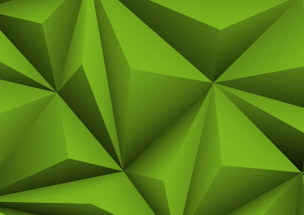 Fondo verde geométrico abstracto. Papel plegado en forma trian — Vector de stock