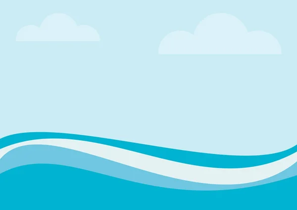 Vektor Hintergrund blaues Meer, Wellen und Himmel. Sommerkonzept — Stockvektor