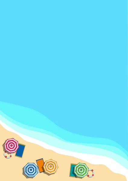 Summer concept, vector background. Beach and sea with umbrella, — Stock Vector