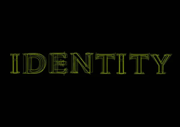 Vektor slovo identita, zelené světlo na černém pozadí — Stockový vektor
