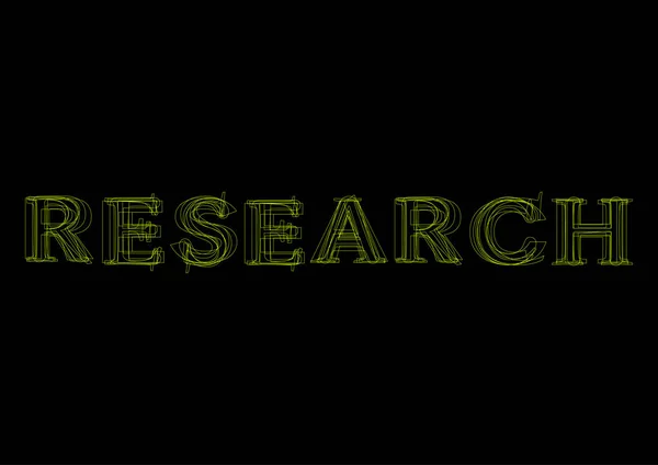 Vektor szó kutatás, zöld fény a fekete háttér — Stock Vector