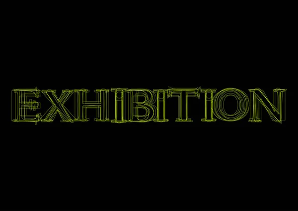 Vector word exhibition,  green light on black background — Stock Vector