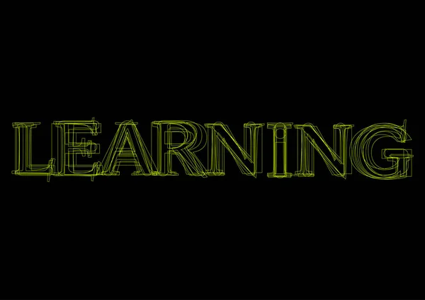 Aprendizaje de palabras vectoriales, luz verde sobre fondo negro — Vector de stock