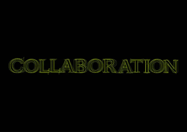 Vector palabra colaboración, luz verde sobre fondo negro — Vector de stock