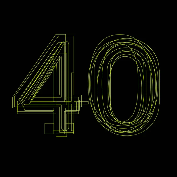 Векторный знак линейного флуоресцентного числа 40, зеленый свет на черный — стоковый вектор
