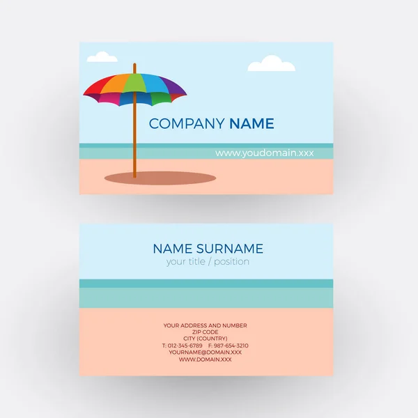 Summer concept, beach and sea. vector professional business card — Stock Vector