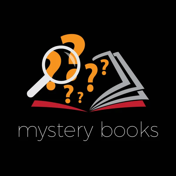 Vector sign mystery and thriller book on black background — Stock Vector