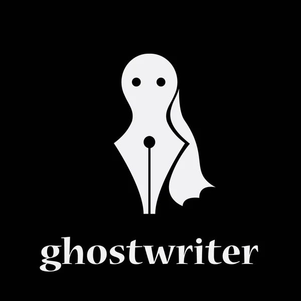 Vektör işareti ghostwriter. Dolma kalem ve hayalet. Gölge yazar c — Stok Vektör