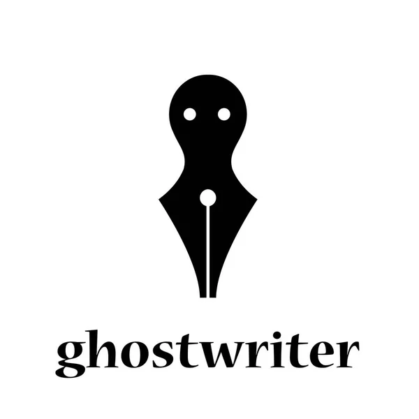 Signo vectorial escritor fantasma. Pluma estilográfica y fantasma. escritor sombra c — Vector de stock
