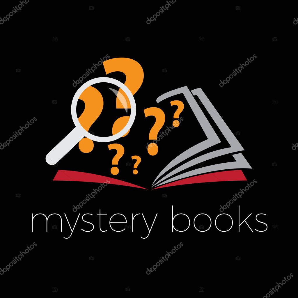 Vector sign mystery and thriller book on black background