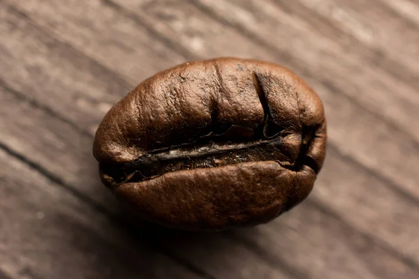 木製基板、クローズ アップの 1 つのコーヒー豆 — ストック写真