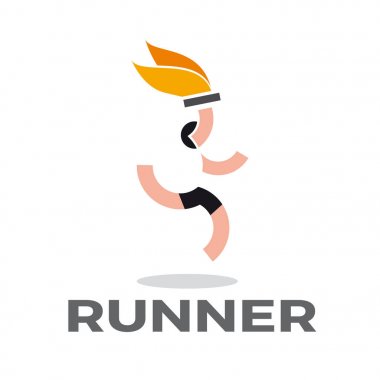 Vektör işareti adam meşale çalışır. Işık tutan kimse