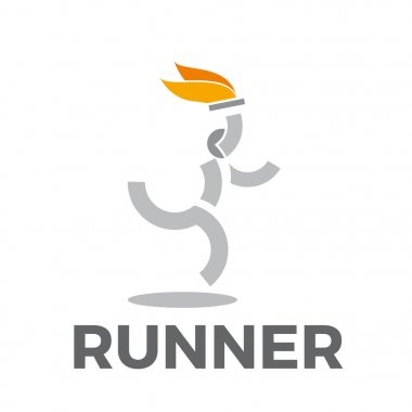 Vektör işareti adam meşale çalışır. Işık tutan kimse