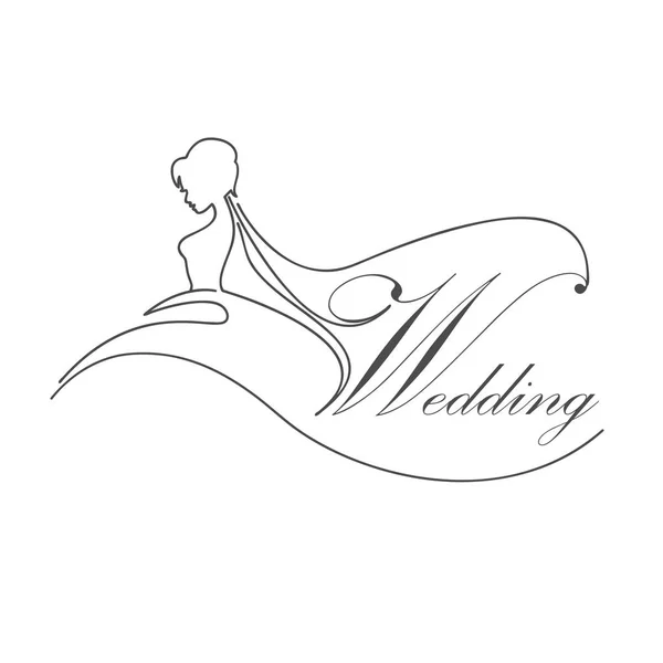 Vektor-Zeichen Braut mit Schleier, Hochzeitskonzept — Stockvektor