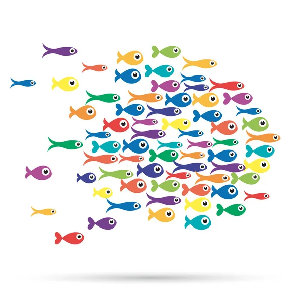 Illustration de l'école des poissons sous la mer, abstrait sha — Image vectorielle