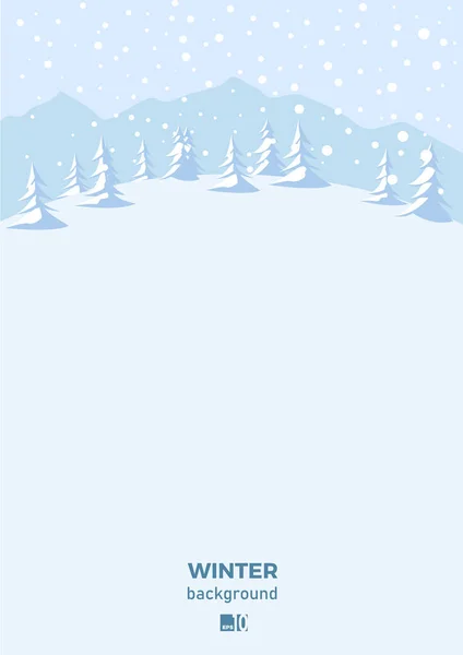 Vinter snö landskap bakgrund med granar träd. Illustration för — Stock vektor