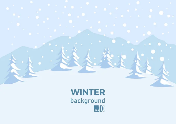 Vinter snö landskap bakgrund med granar träd. Illustration för — Stock vektor