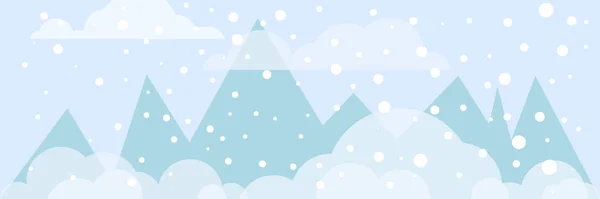 winter snow landscape banner background with mountains and cloud