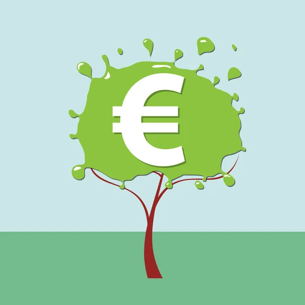 Green deal. Conceptual illustration with tree and euro sign — 스톡 벡터