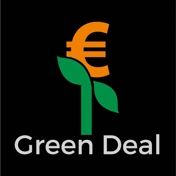 Πράσινη συμφωνία. Εννοιολογική απεικόνιση με λουλούδια και το σύμβολο του ευρώ — Διανυσματικό Αρχείο