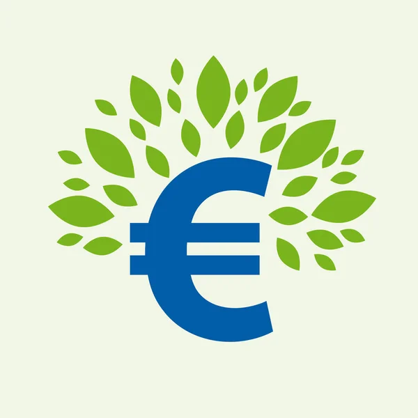 Зелена угода. Концептуальна ілюстрація з листям та знаком євро — стоковий вектор