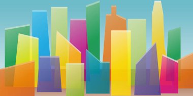 Abstract city. Housing and town in flat design. Vector illustrat