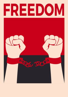 Kırık kelepçe, özgürlük konsepti, kapak veya poster için vektör çizimi