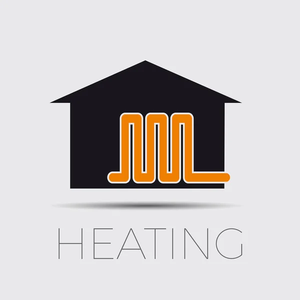 Vector Logotipo Aquecimento Doméstico Casa Abstrata Com Radiadores — Vetor de Stock