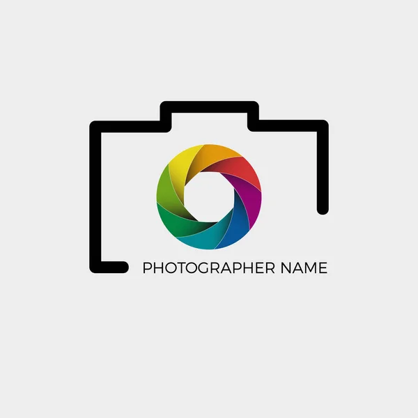 Vector Logo Photographer Colorful Diaphragm Lens — Stock Vector