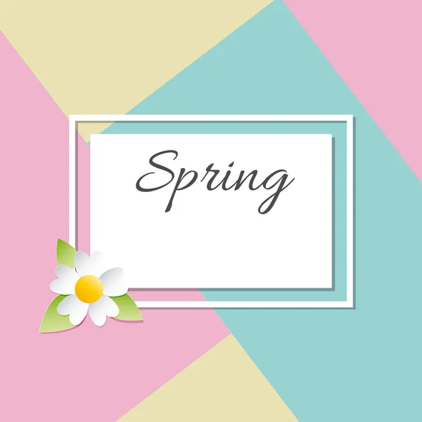 Voorjaar Ontwerp Achtergrond Kaart Voor Het Voorjaarsseizoen Met Frame Bladeren — Stockvector
