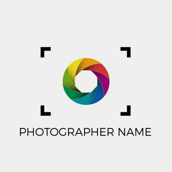 Vector Logo Photographer Colorful Diaphragm Lens — Stock Vector