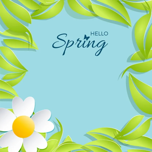 Voorjaar Ontwerp Achtergrond Kaart Voor Het Voorjaarsseizoen Met Frame Bladeren — Stockvector