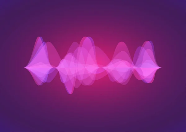 Vector Audio Sound Waves Background Color Trend 2020 Pink Purple — Stock vektor