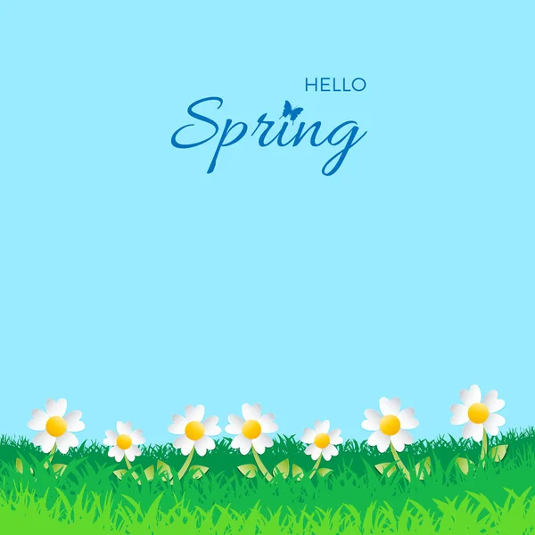 Voorjaar Ontwerp Achtergrond Kaart Voor Het Voorjaarsseizoen Met Frame Bloemrijke — Stockvector