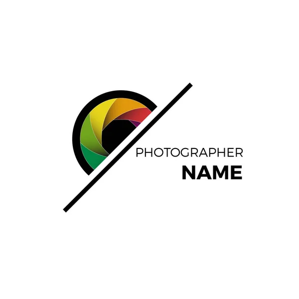 Vector Logo Photographer Colorful Diaphragm Lens — Stock Vector