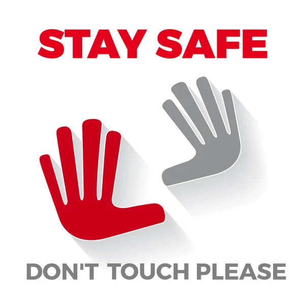 警告标签Coronavirus与手 请勿触摸 保持安全 矢量说明 — 图库矢量图片