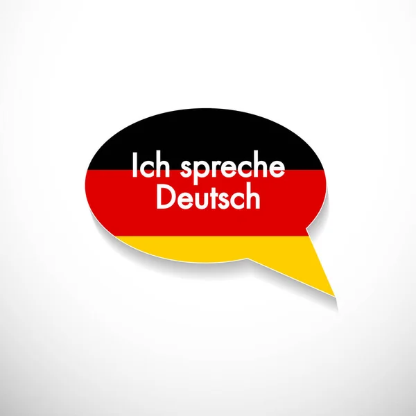 Palabra Ich Spreche Deutsch Burbuja Con Bandera Alemana Hablar Idioma — Archivo Imágenes Vectoriales