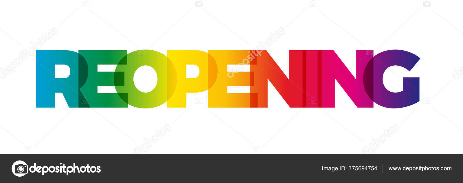 Word Reopening Vector Banner Text Colored Rainbow Stock Vector by