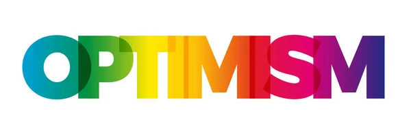 Het Woord Optimisme Vector Banner Met Tekst Gekleurde Regenboog — Stockvector