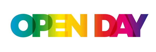 オープンデーという言葉 テキスト色の虹のベクトルバナー — ストックベクタ