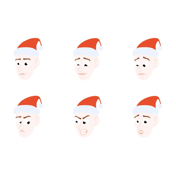 Sada kreslený obličej mladé Santa Claus emocí — Stockový vektor