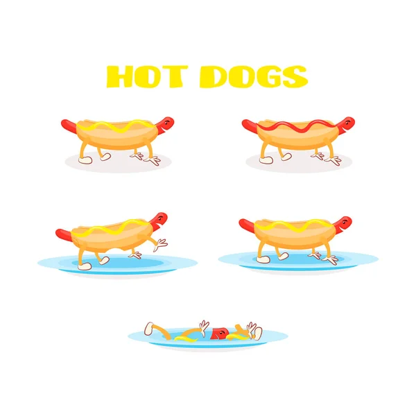 Hot dog set. — Stockový vektor