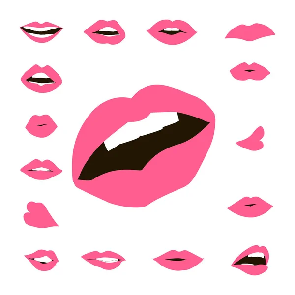 Femmes gestes de lèvres ensemble . — Image vectorielle