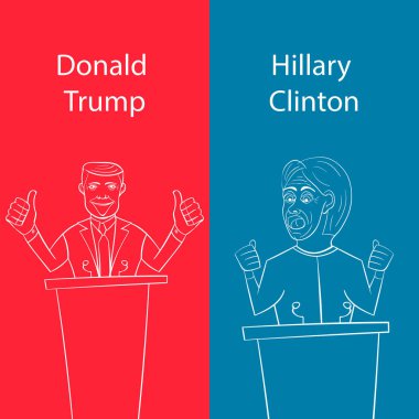 Cumhuriyet Donald Trump vs Demokrat Hillary Clinton face-off kelimelerle seçim 2016 Amerikan başkanı için gösterilen