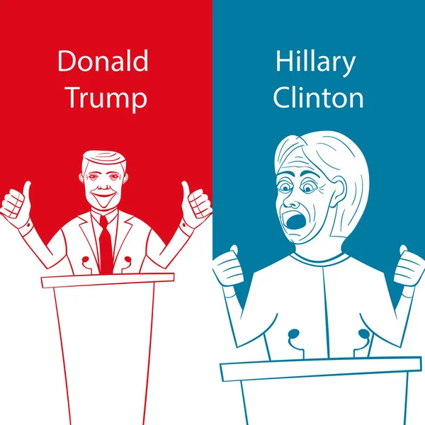 Republikánus Donald Trump vs Demokrata Hillary Clinton face-off-az amerikai elnök választási 2016 szavakkal mutatja — Stock Vector