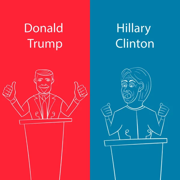 Amerikan Kongre üyesi erkek ve bir kadın tarzında bir karikatür ayakta podyum arkasında