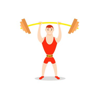 Çizgi film adam halter alıştırmalar: ağız kavgası, deadlift, Tepegöz basın.