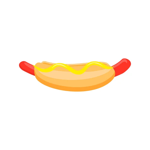 Hotdog cartone animato con senape . — Vettoriale Stock