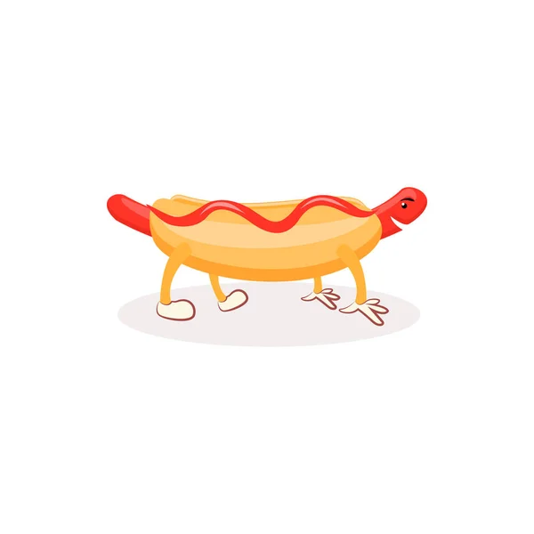 Hotdog cartone animato con senape . — Vettoriale Stock