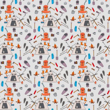 Dikişsiz desen renk kış kamp